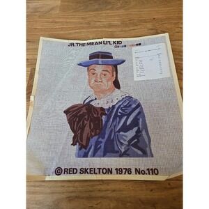 Vintage Red Skelton Needlepoint Canvas 1976 Jr The Mean Widdle Kid 110 HTF